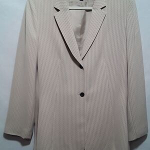 Collection Le Suit Women's Elegant Striped Blazer Cream Color Size 18